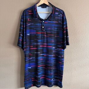 Yatta Golf Men's Black and Blue Patterned Golf Polo Size XXL